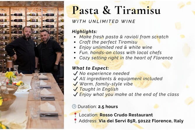Florence: Pasta & Tiramisu Cooking Class with Unlimited Wine - What the three-hour Florence class is really like