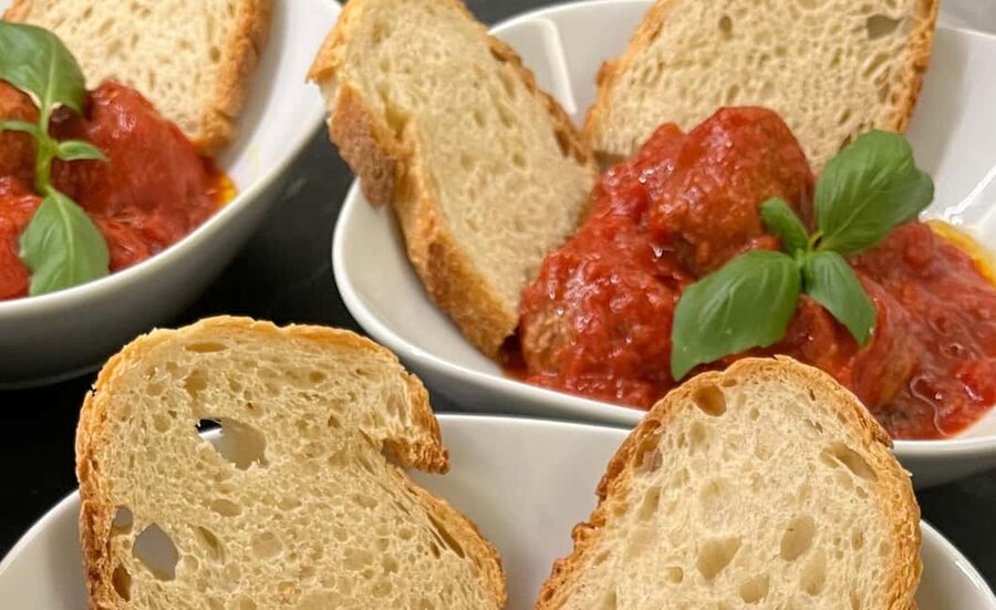 Gnocchi & Meatballs | Cooking class & dinner at my place - Meatballs, tomato sauce, and stuffed zucchini