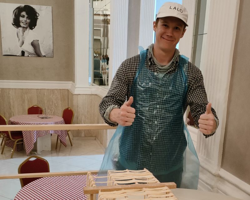 Naples: Pasta Making Class with Starter and Drink - Sitting Down to Eat What You Made