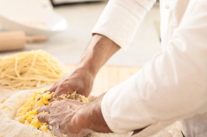 Professional Lab Pasta Experience - Starting with flour, dough, and thin pasta sheets