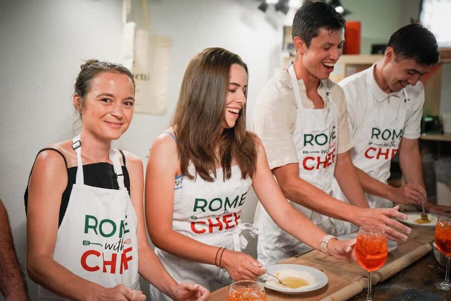 Rome: Make Pasta & Mix 3 Italian Spritz Near the Colosseum - Rolling and cutting fresh fettuccine