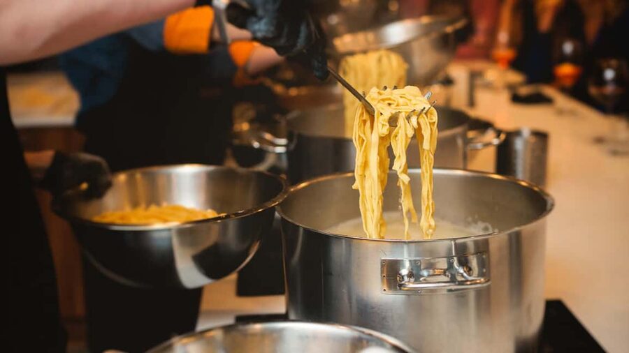Rome: Pasta and Tiramisu Cooking Class with Prosecco - Eating your handmade pasta with local wine