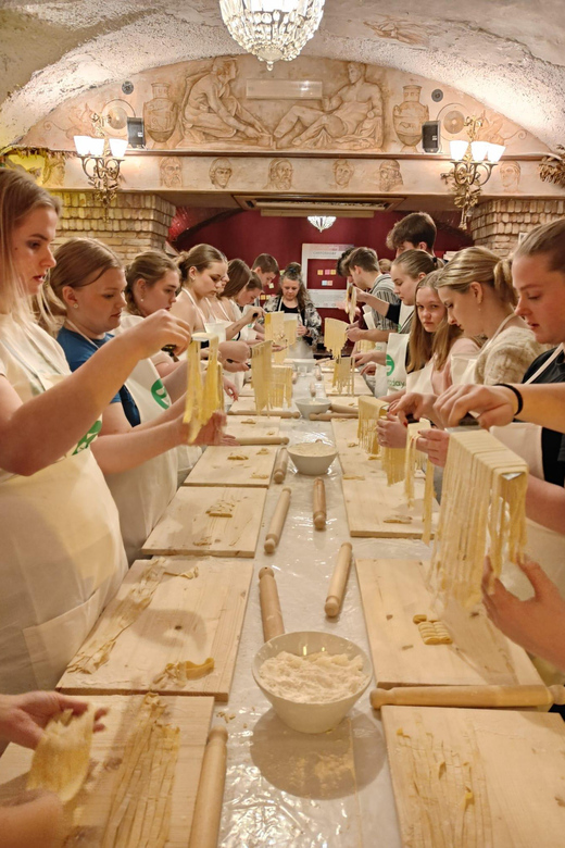 Rome: Pasta & Tiramisu Cooking Class near the Spanish Steps - Making fettuccine from egg and flour