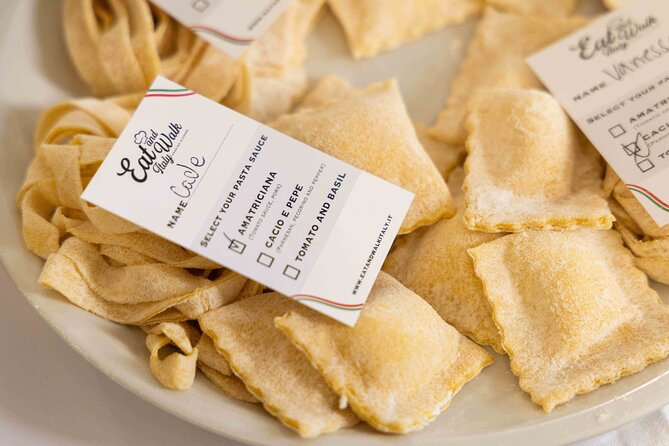 Top Class of Ravioli, Fettuccine and Tiramisu Workshop in Rome - The meal: butter and sage, then your chosen sauce